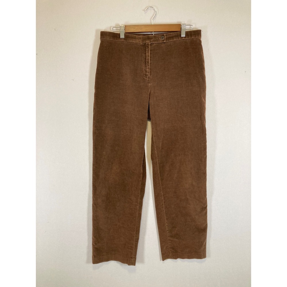 Dark Academia Briggs New York Women 14 Brown Corduroy Straight Leg Stretch Pants